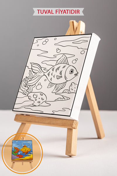 Sevimli Balık Ön Çizimli Boyama Tuvali 9128