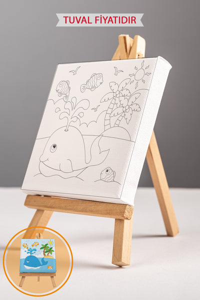 Sevimli Balina ve Balık Dostları Ön Çizimli Boyama Tuvali 9102