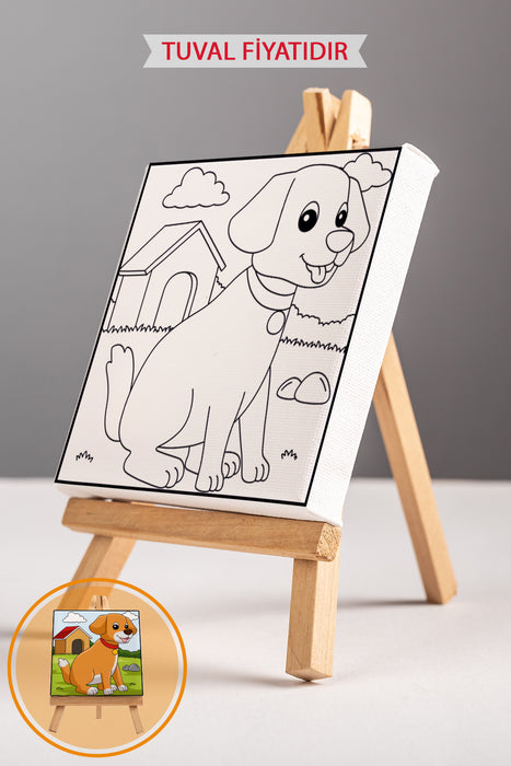 Sevimli Yavru Köpek Ön Çizimli Boyama Tuvali 9114