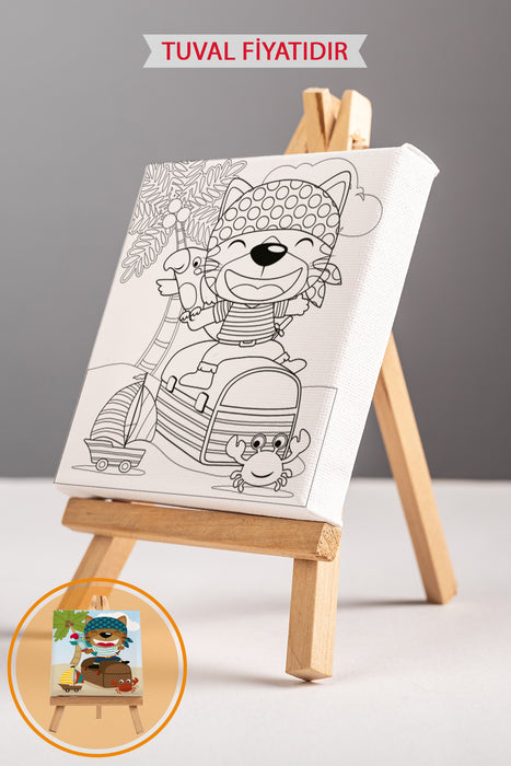 Sevimli Hayvanlar Tablosu Ön Çizimli Boyama Tuvali 9125