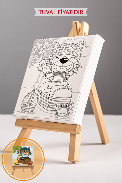 Sevimli Hayvanlar Tablosu Ön Çizimli Boyama Tuvali 9125