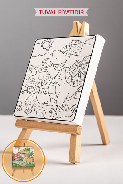 Sevimli Aslan ve Köpek Ön Çizimli Boyama Tuvali 9110