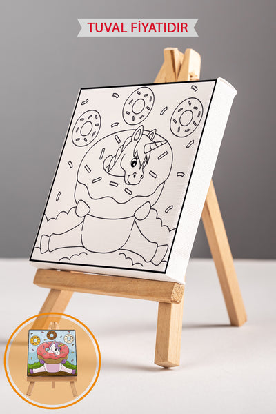 Sevimli Unicorn Ön Çizimli Boyama Tuvali 9204