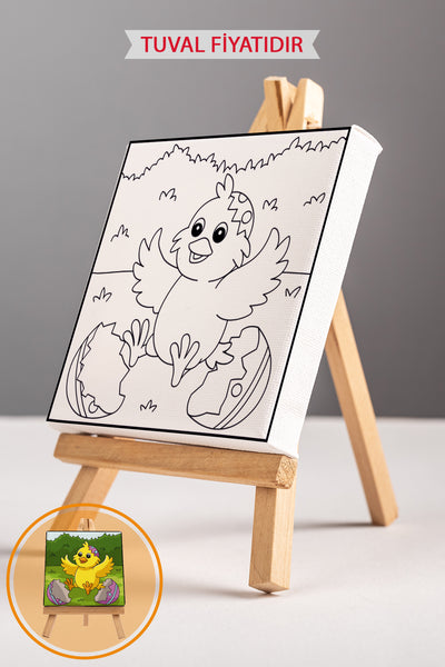 Paskalya Yumurtasından Çıkan Civciv Ön Çizimli Boyama Tuvali 9024