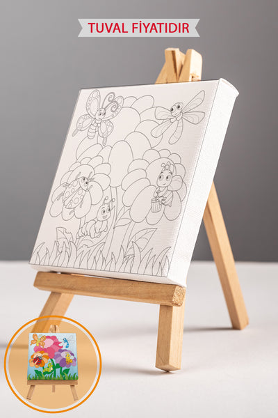Çiçekler ve Hayvanlar Ön Çizimli Boyama Tuvali 9081