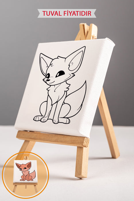 Sevimli Tilki Ön Çizimli Boyama Tuvali 9122