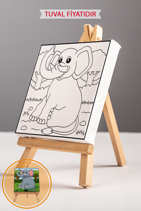 Sevimli Fil, Çocuk Eğitici Tuval Boyama Hobi Seti 9118