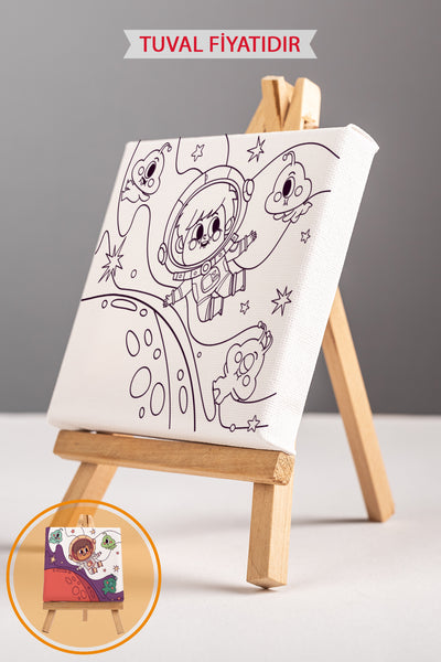 Sevimli Astronot Ön Çizimli Boyama Tuvali 9002