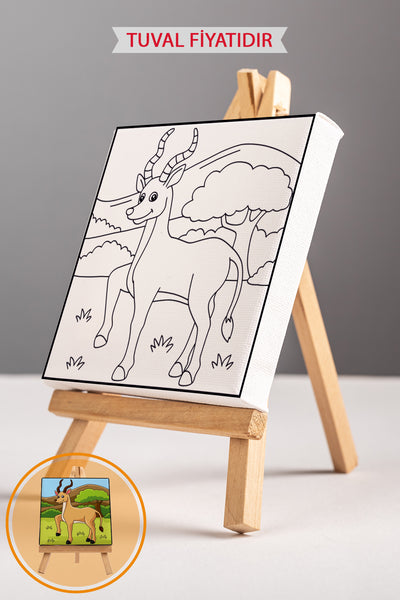 Sevimli Antilop Ön Çizimli Boyama Tuvali 9001