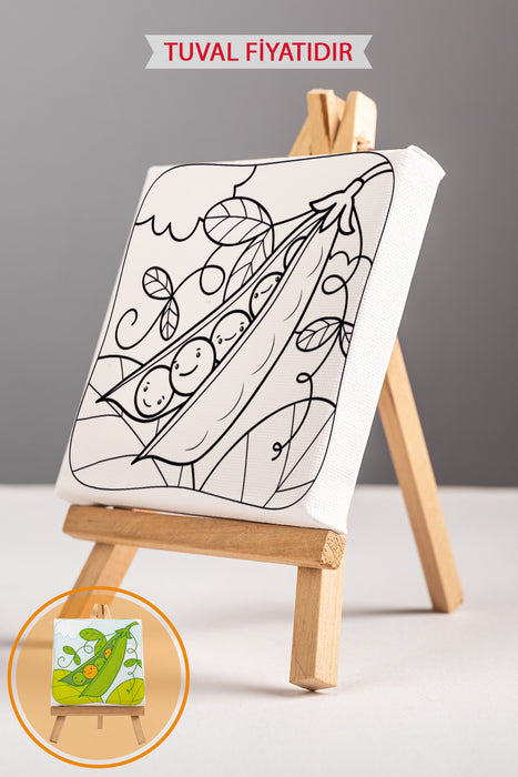 Sevimli Bezelyeler Ön Çizimli Boyama Tuvali 9053