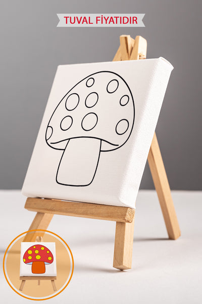 Sevimli Mantar Ön Çizimli Boyama Tuvali 9190