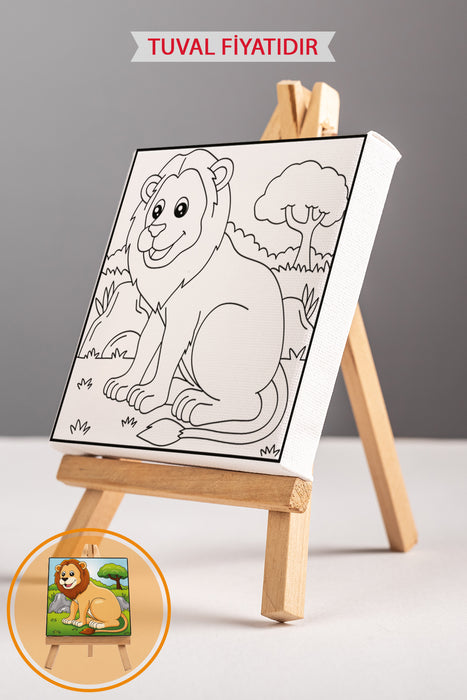 Sevimli Aslan Ön Çizimli Boyama Tuvali 9177