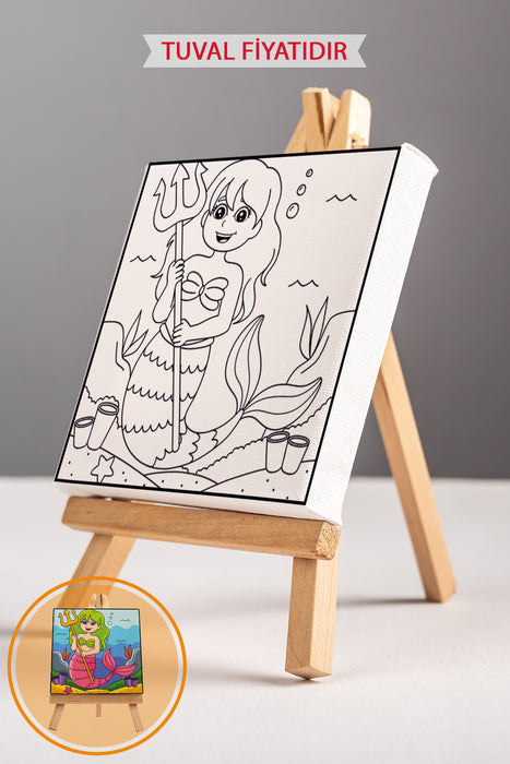 Sevimli Denizkızı Ön Çizimli Boyama Tuvali 9187