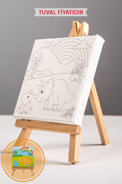 Sevimli Gergedan ve Yavrusu Ön Çizimli Boyama Tuvali 9096