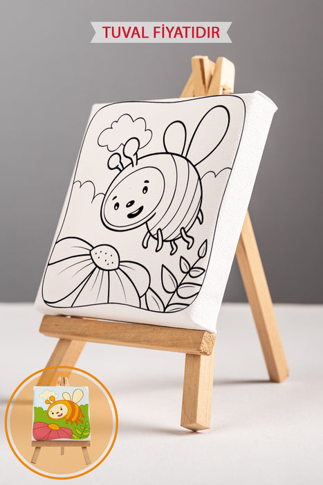 Sevimli Arı Ön Çizimli Boyama Tuvali 9038