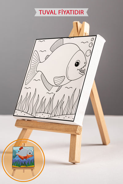 Sevimli Pirana Ön Çizimli Boyama Tuvali 9195