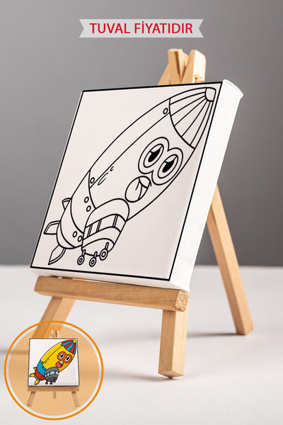 Sevimli Zeplin Ön Çizimli Boyama Tuvali 9226