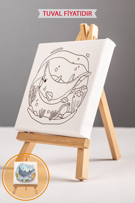 Köpek Balığı Ön Çizimli Boyama Tuvali 9138