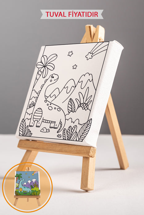 Sevimli Yavru Dinazor Ön Çizimli Boyama Tuvali 9144