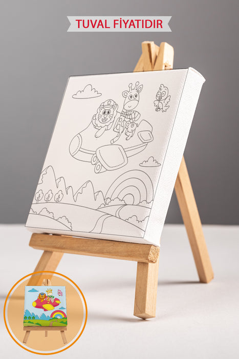 Sevimli Uçan Hayvanlar Ön Çizimli Boyama Tuvali 9032