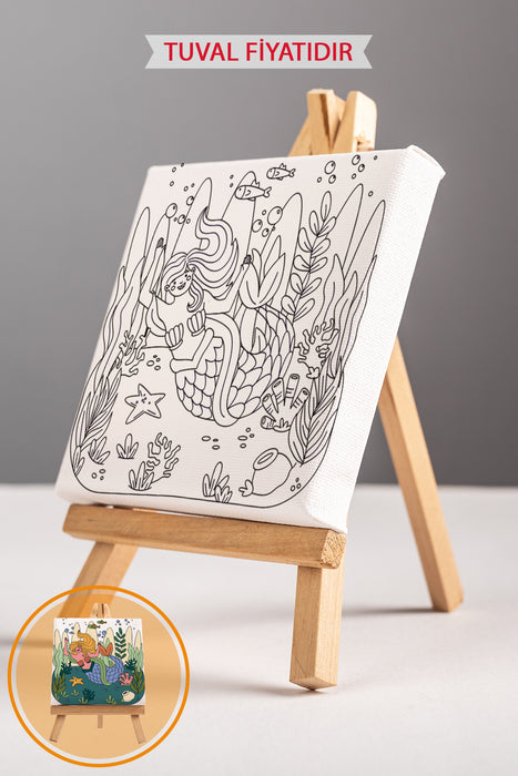 Sevimli Deniz Kızı Ön Çizimli Boyama Tuvali 9150