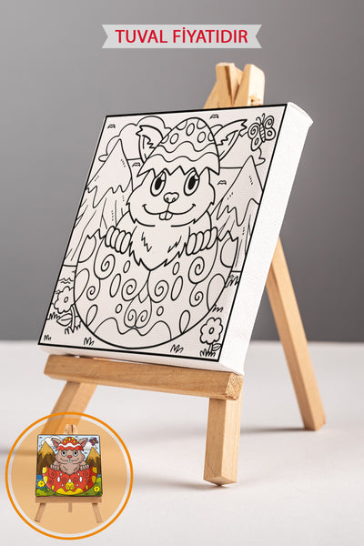 Paskalya Yumurtasındaki Tavşan Ön Çizimli Boyama Tuvali 9007