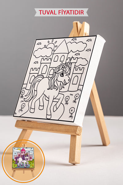 Sevimli Unicorn Ön Çizimli Boyama Tuvali 9220
