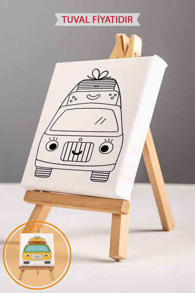 Sevimli Karavan Ön Çizimli Boyama Tuvali 9224