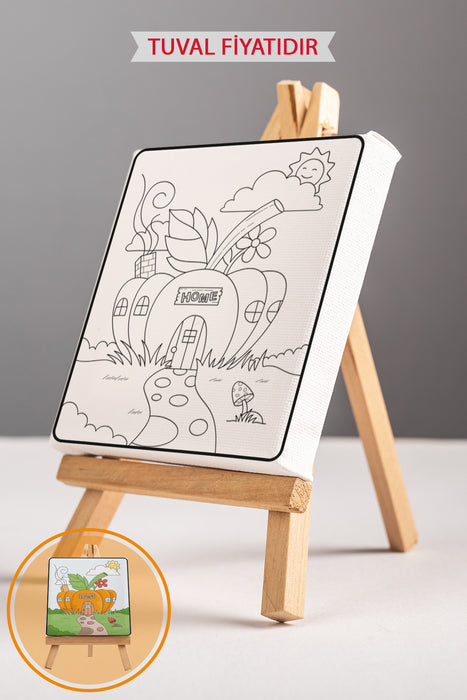 Sevimli Kabak Evi Ön Çizimli Boyama Tuvali 9198