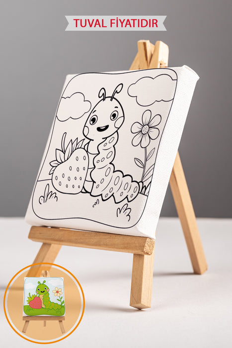 Sevimli Tırtıl Ön Çizimli Boyama Tuvali 9042