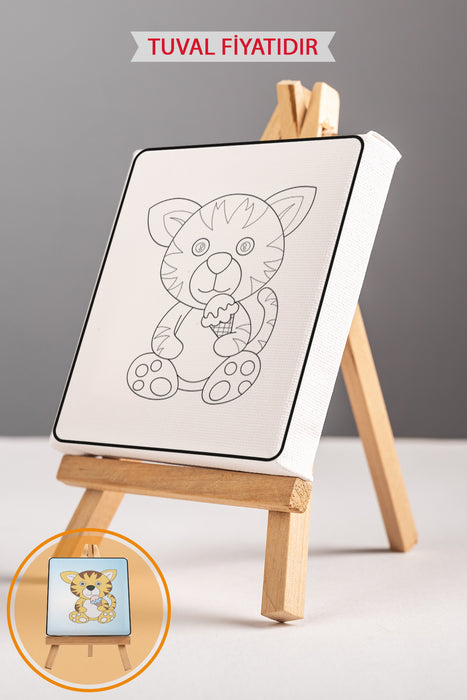 Sevimli Kaplan Ön Çizimli Boyama Tuvali 9170