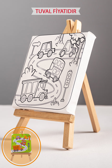 Erkek Çocuğu Trafik Ön Çizimli Boyama Tuvali 9041