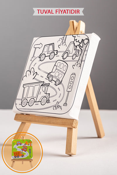 Erkek Çocuğu Trafik Ön Çizimli Boyama Tuvali 9041