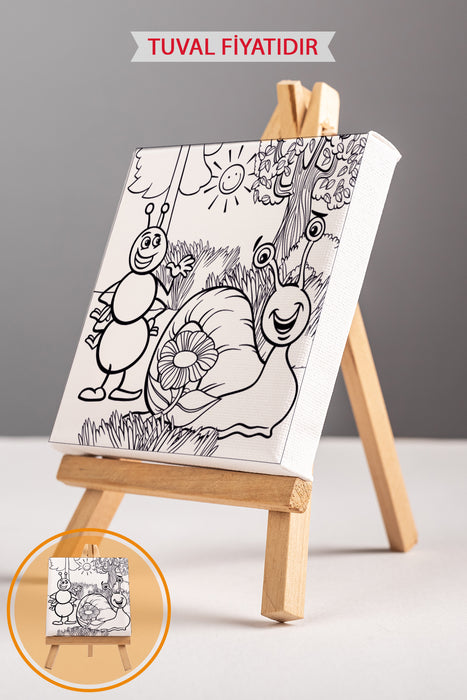 Sevimli Karınca ve Salyangoz Ön Çizimli Boyama Tuvali 9010