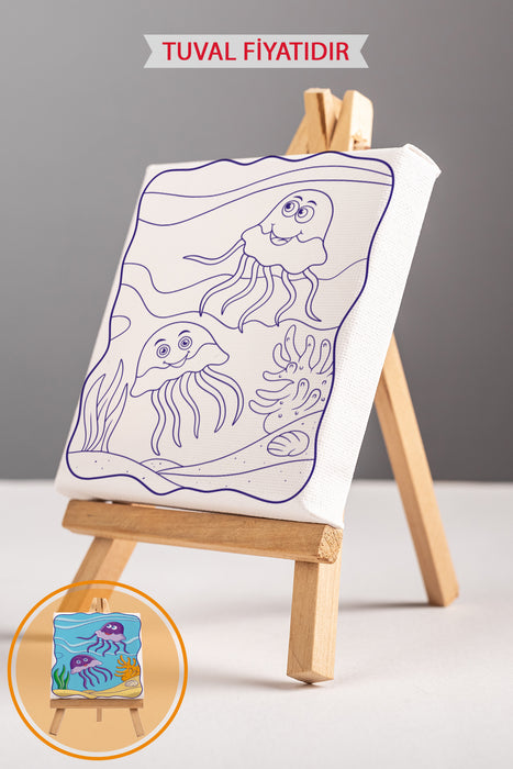 Sevimli Denizanaları Ön Çizimli Boyama Tuvali 9017