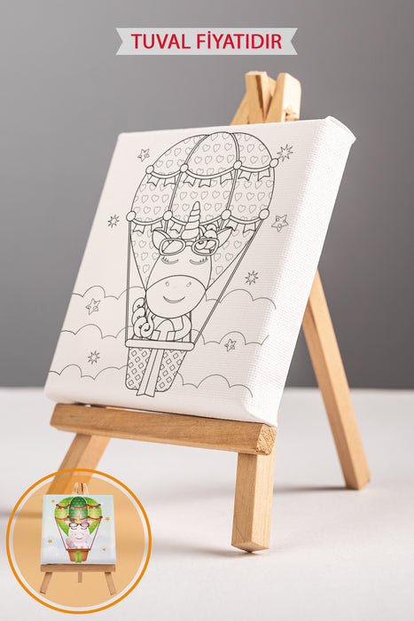 Sevimli Unicorn Ön Çizimli Boyama Tuvali 9064