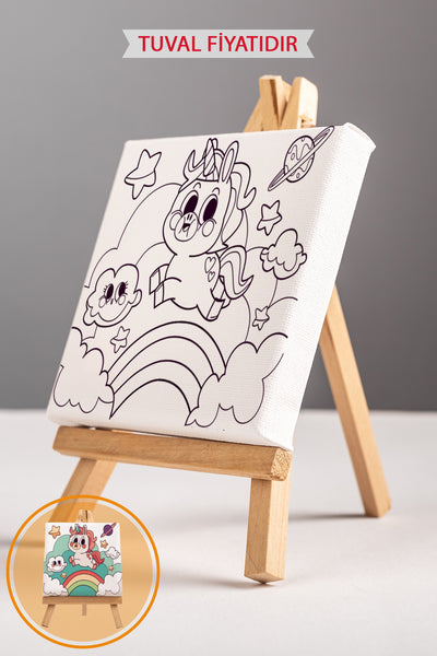Sevimli Unicorn Ön Çizimli Boyama Tuvali 9213