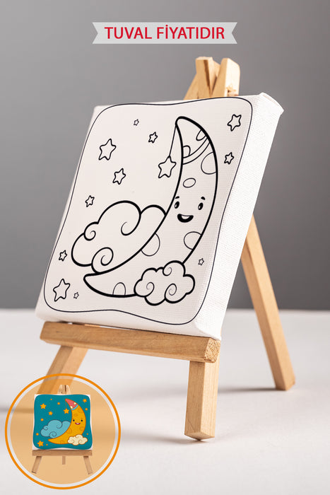 Sevimli Gökyüzü Manzarası Ön Çizimli Boyama Tuvali 9052