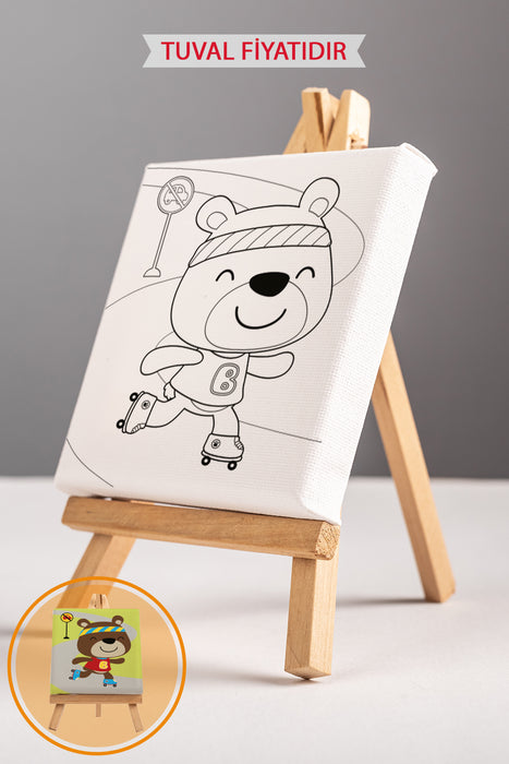 Sevimli Ayı Ön Çizimli Boyama Tuvali 9192