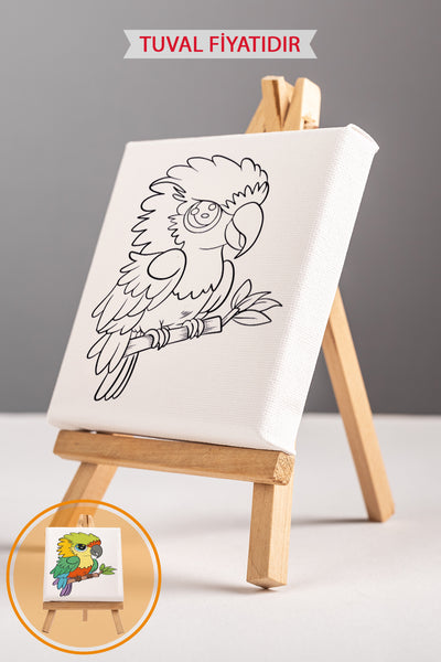 Sevimli Papağan Ön Çizimli Boyama Tuvali 9083