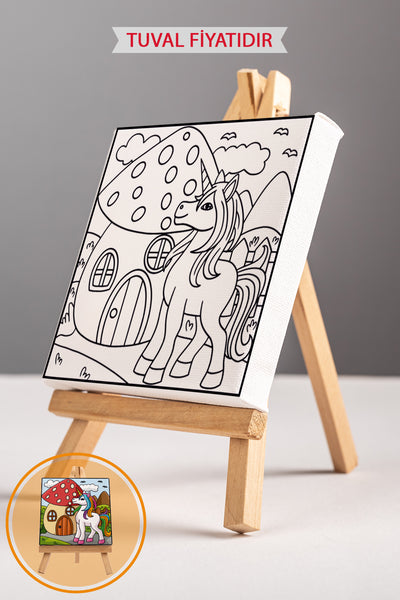 Sevimli Unicorn Ön Çizimli Boyama Tuvali 9216