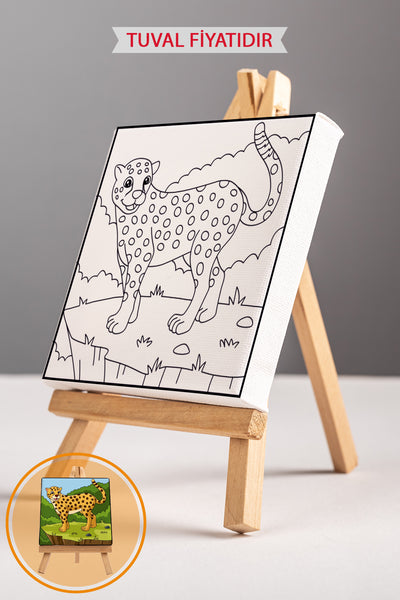 Sevimli Çita Ön Çizimli Boyama Tuvali 9022