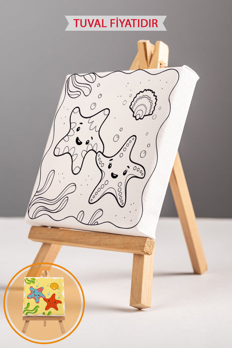Sevimli Deniz Yıldızları Ön Çizimli Boyama Tuvali 9183