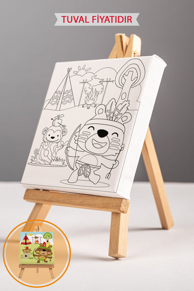 Sevimli Kızılderili Kabilesi Ön Çizimli Boyama Tuvali 9124