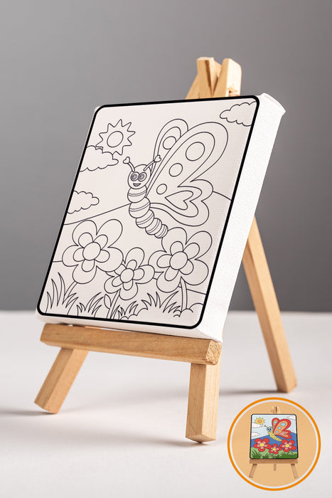 Sevimli Renkli Kelebek, Çocuk Eğitici Tuval Boyama Hobi Seti 9172