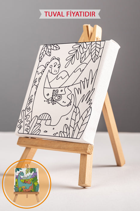 Sevimli Yavru Dinazor Ön Çizimli Boyama Tuvali 9141