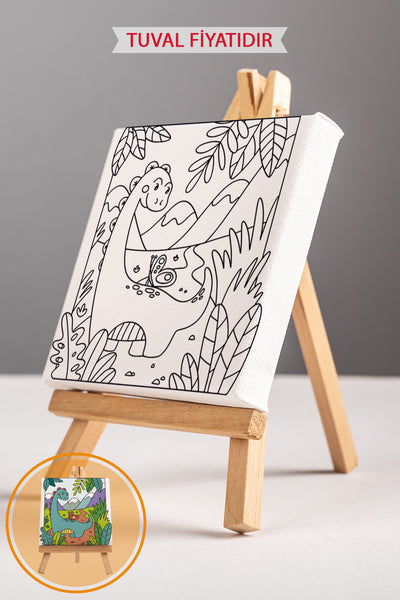 Sevimli Yavru Dinazor Ön Çizimli Boyama Tuvali 9141