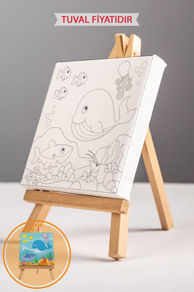 Sevimli Denizaltı Manzarası Ön Çizimli Boyama Tuvali 9095