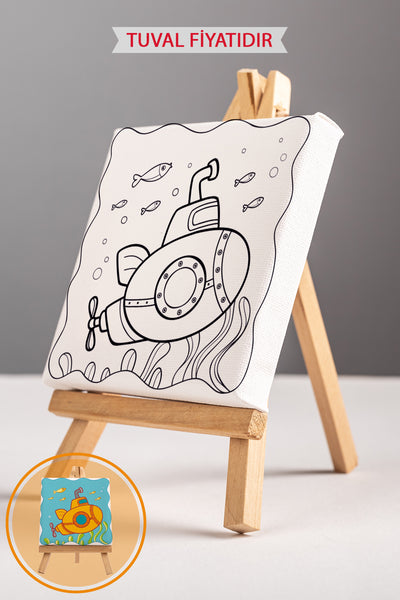 Sevimli Denizaltı Ön Çizimli Boyama Tuvali 9057