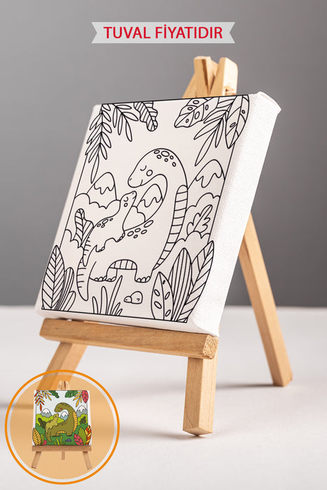 Sevimli Yavru Dinazor Ön Çizimli Boyama Tuvali 9143